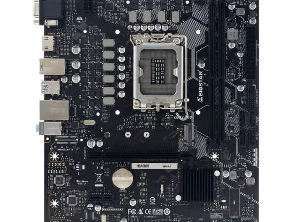 BIOSTAR H610MH, Socket 1700, Intel® H610 (12th Gen CPU), CPU graphics, VGA, HDMI, Dual 2xDDR4-3200, 1xPCIe X16 4.0, 4xSATA3, 1xPCIe X1, 1xM.2, ALC897