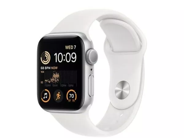 Apple Watch SE 2 40mm Aluminum Case with White Sport Band, MNJV3 GPS, Silver