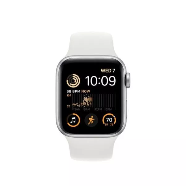 Apple Watch SE 2 40mm Aluminum Case with White Sport Band, MNJV3 GPS, Silver
