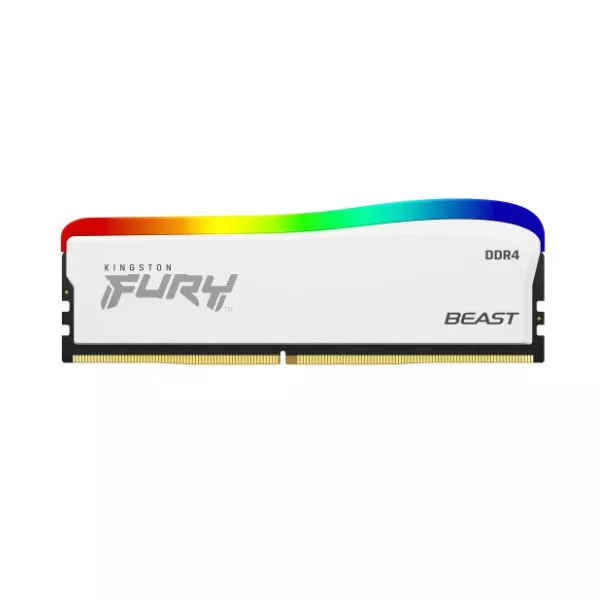 8GB DDR4-3200  Kingston FURY® Beast DDR4 RGB Special Edition, PC25600, CL16, 1.35V, Auto-overclocking, Asymmetric WHITE heat spreader, Dynamic RGB ef