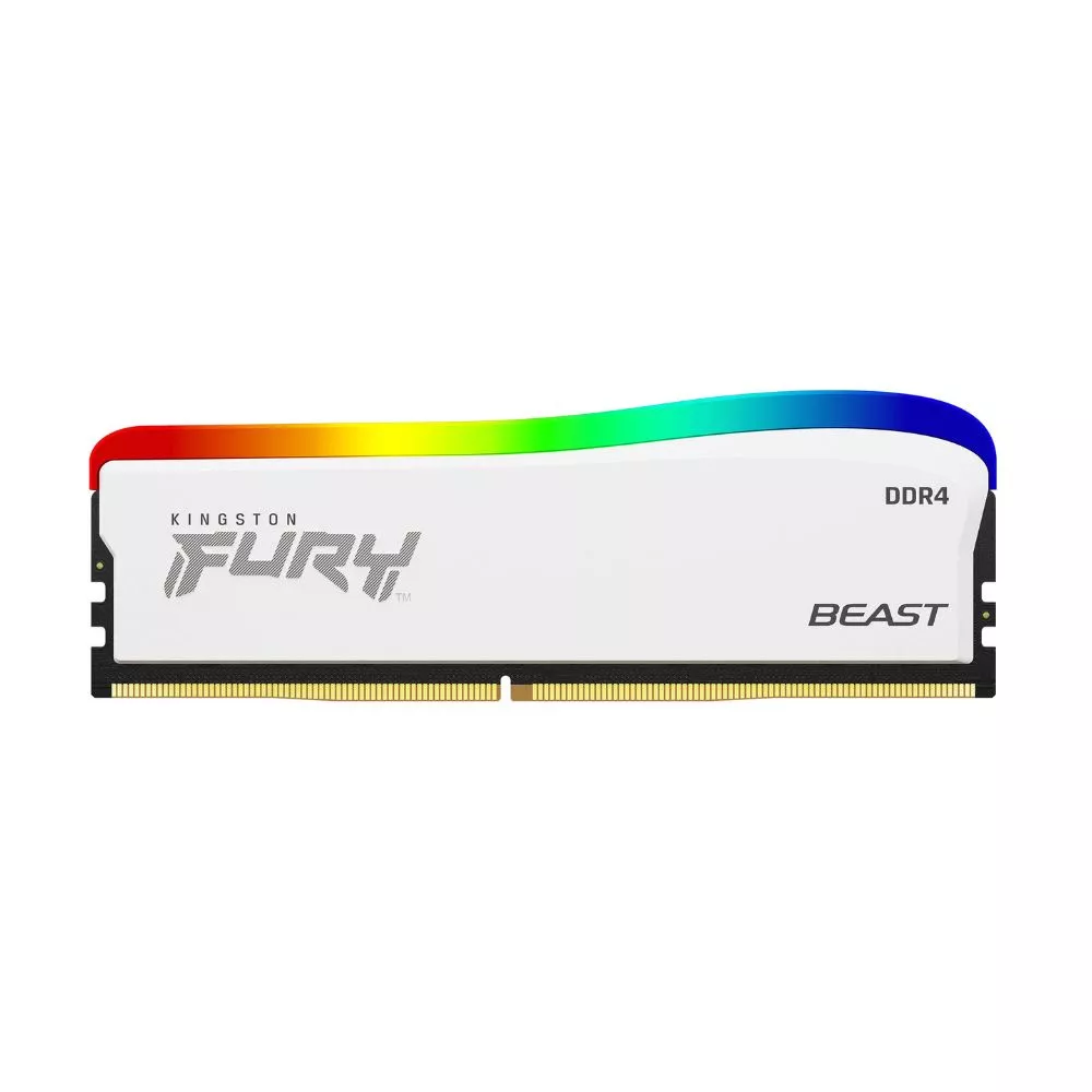 8GB DDR4-3600  Kingston FURY® Beast DDR4 RGB Special Edition, PC28800, CL17, 1.35V, Auto-overclocking, Asymmetric WHITE heat spreader, Dynamic RGB ef