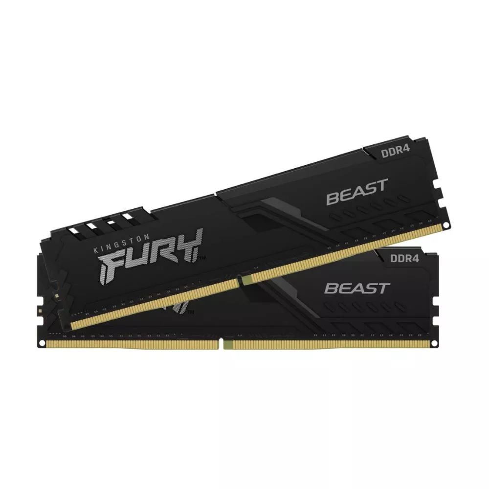 64GB (Kit of 2*32GB) DDR4-2666  Kingston FURY® Beast DDR4, PC21300, CL16, 1Gx8, 1.2V, Auto-overclocking, Asymmetric BLACK low-profile heat spreader, I