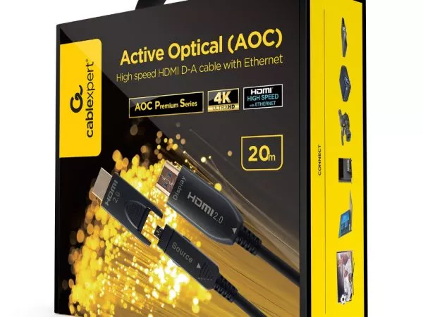 Cable HDMI to HDMI D&A Active Optical 20.0m Cablexpert, 4K UHD at 60Hz, CCBP-HDMID-AOC-20M