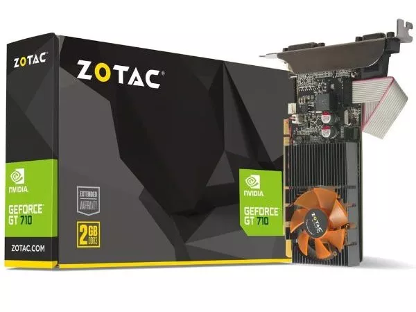 ZOTAC GeForce GT710  2GB GDDR3, 64bit, 954/1600Mhz, Active Cooling, Single Fan with heatsink, 1 Slot, HDCP, VGA, DVI-D, HDMI, Low Profile, 2x Low prof
