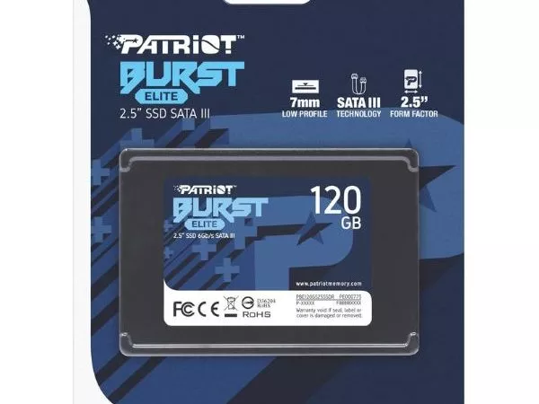 2.5" SSD  120GB Patriot  Burst Elite, SATAIII, Sequential Read: 450MB/s, Sequential Write: 320MB/s, 4K Random Read: 40K IOPS, 4K Random Write: 40K IOP