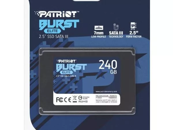2.5" SSD  240GB Patriot  Burst Elite, SATAIII, Sequential Read: 450MB/s, Sequential Write: 320MB/s, 4K Random Read: 40K IOPS, 4K Random Write: 40K IOP