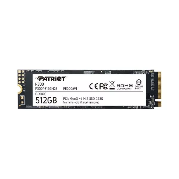 M.2 NVMe SSD 512GB Patriot P300, Interface: PCIe3.0 x4 / NVMe 1.3, M2 Type 2280 form factor, Sequential Read 1700 MB/s, Sequential Write 1100 MB/s, R фото