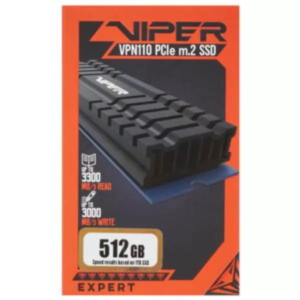 M.2 NVMe SSD 512GB VIPER (by Patriot) VPN110, w/Aluminum Heatshield, Interface: PCIe3.0 x4 / NVMe 1.3, M2 Type 2280 form factor, Sequential Read 3100 фото