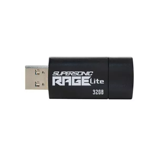 32GB USB3.2  Patriot Supersonic Rage Lite Black, Retractable design (Up to 120MB/s Read Speed)