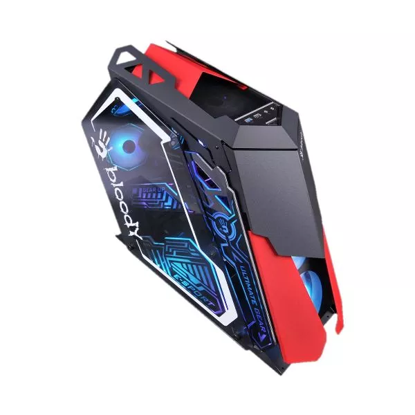 Case ATX Bloody GH-30, w/o PSU, 5x120mm, RGB, Dual Tempered Glass, USB3.0, Blac/Red
