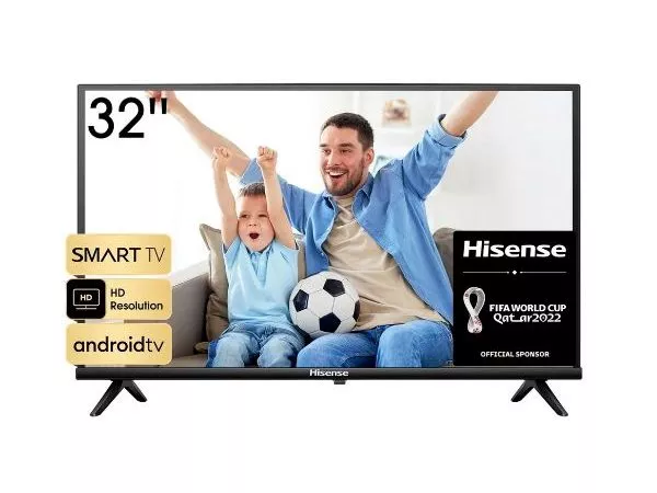 32" LED TV Hisense 32A4HA, Black (1366x768 HD Ready, PCI 1000 Hz, SMART TV (Android TV OS), 3 x HDMI2.0, 2 x USB, DVB-T/T2/C/S2, Speakers 2 x 6W, 3.8