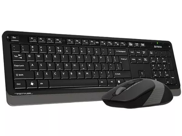 Wireless Keyboard & Mouse A4Tech FG1010S, Fn Keys, Splash Proof, Silent Mouse, 1xAA/1xAA, Grey