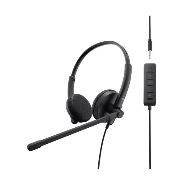Dell Stereo Headset WH1022 (520-AAVV), USB -A / 3.5mm Stereo Jack Connetctivity Noise-Canceling Mic, Adjustable Mic 150 Hz–7 kHz, LED Lights Call Indi