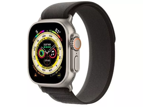 Apple Watch Ultra GPS + Cellular 49mm Titanium Case with Black/Gray Trail Loop - S/M,  MQFW3
