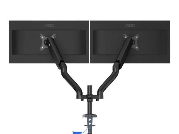 Arm for 2 monitors 13"-31.5" -  AOC AD110DX with integrated USB Hub, Black, USB Hub: USB-C + USB3.0, Desk Clamp/Grommet, Aluminum structure, Gas sprin