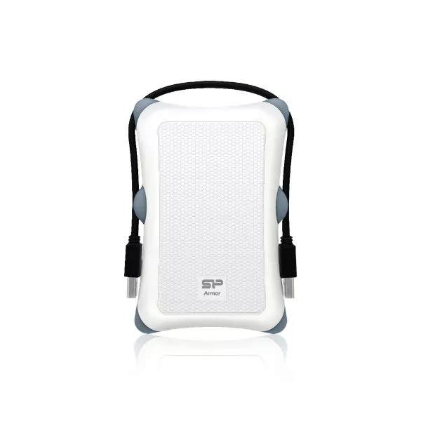 2.5" External HDD 1.0TB (USB3.1)  Silicon Power Armor A30, White/Black, Rubber + Plastic, Military-Grade Protection MIL-STD 810G, Internal silica gel