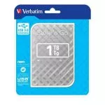 2.5" External HDD 1.0TB (USB3.0)  Verbatim "Store 'n' Go", Silver, Nero Backup Software, Green Butto