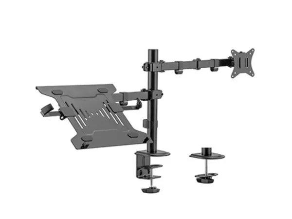 Gembird MA-DA-03,  Adjustable desk mount with monitor arm and notebook tray, Supports monitors up to 32" and notebooks up to 15.6", black