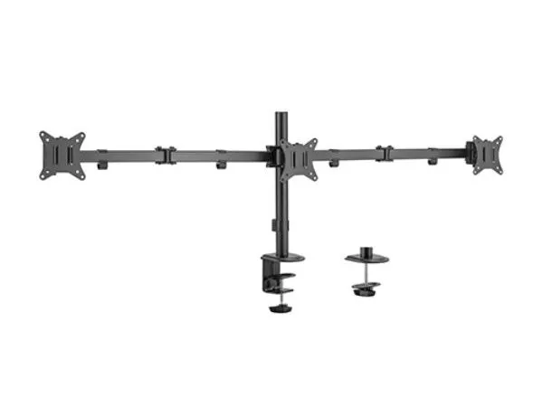 Arm for 3 monitors 17"-27"  Gembird MA-D3-01, Adjustable desk 3-display mounting arm (rotate, tilt, swivel), up to 7 kg,  VESA 75/100, black