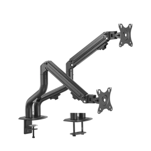 Arm for 2 monitors 17"-32" - Gembird MA-DA2-02, Steel (1.35 mm), Gas spring 2-8 kg, VESA 75/100, arm rotates, extends and retracts, tilts to change re