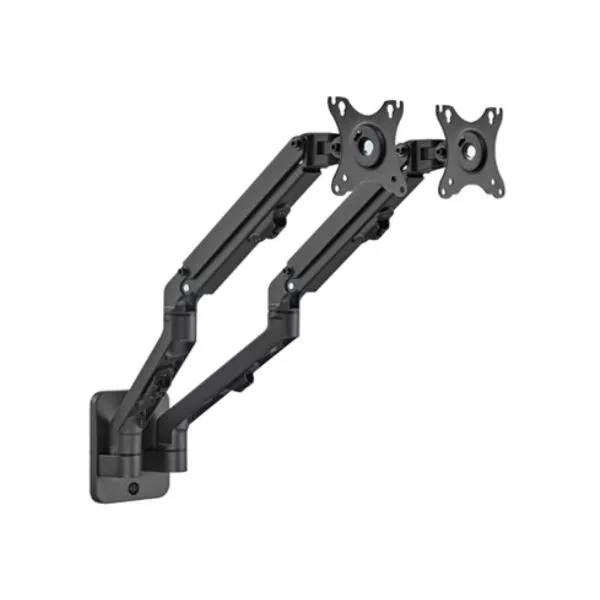 Monitor wall mount arm for 2 monitors up to 17-27" Gembird MA-WA2-01, Adjustable wall 2 display mounting arm (rotate, tilt, swivel), VESA 75/100, up фото