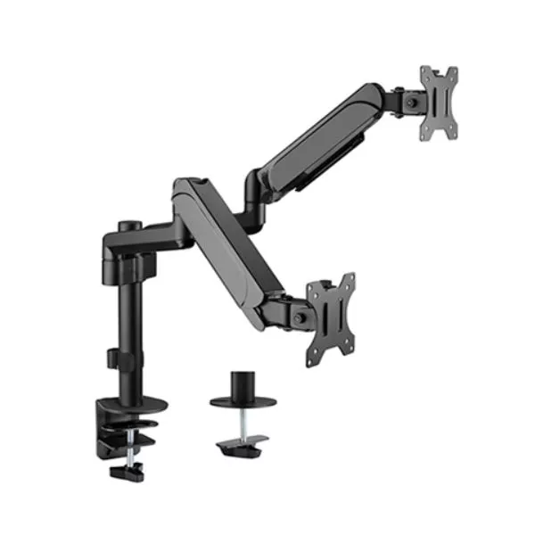 Arm for 2 monitors 17"-32" - Gembird MA-DA2P-01, Adjustable desk 2 displays mounting arm, Gas spring 2-9 kg, VESA 75/100, arm rotates, extends and ret фото