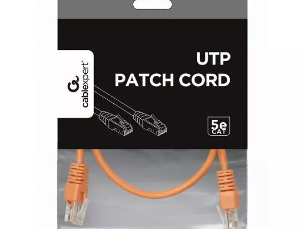 Patch Cord Cat.5E, 0.5m, Orange, PP12-0.5M/O, Cat.5E, molded strain relief 50u" plugs