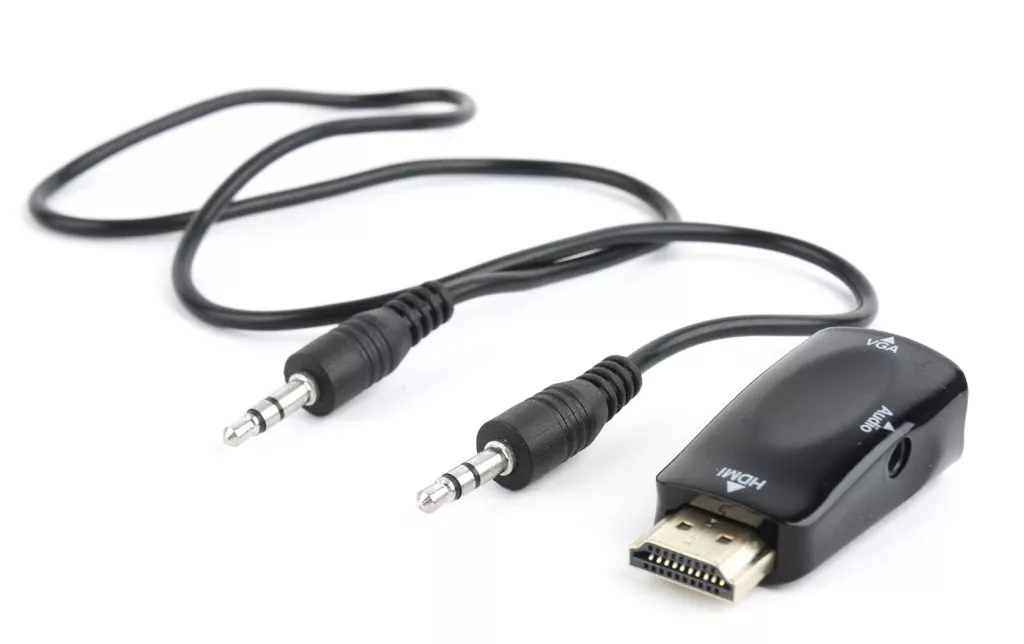Adapter HDMI-VGA Gembird A-HDMI-VGA-02, HDMI to VGA and audio adapter, single port, Converts digital
