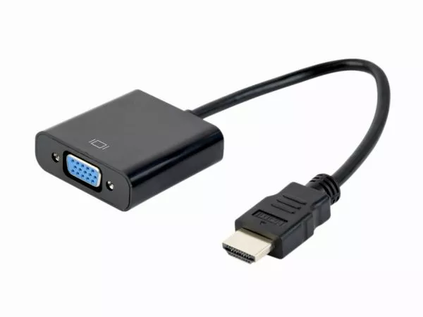 Adapter HDMI-VGA Gembird A-HDMI-VGA-04, HDMI to VGA adapter cable, Converts digital HDMI input (19 pin male, v.1.4) into analog VGA output (DB15 femal