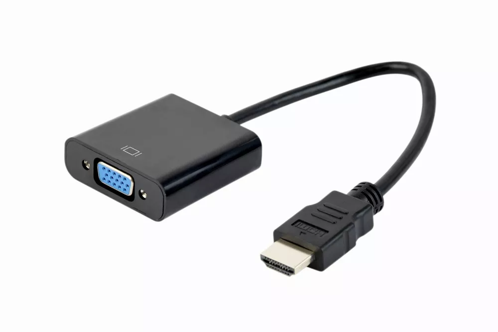 Adapter HDMI-VGA Gembird A-HDMI-VGA-04, HDMI to VGA adapter cable, Converts digital HDMI input (19 pin male, v.1.4) into analog VGA output (DB15 femal