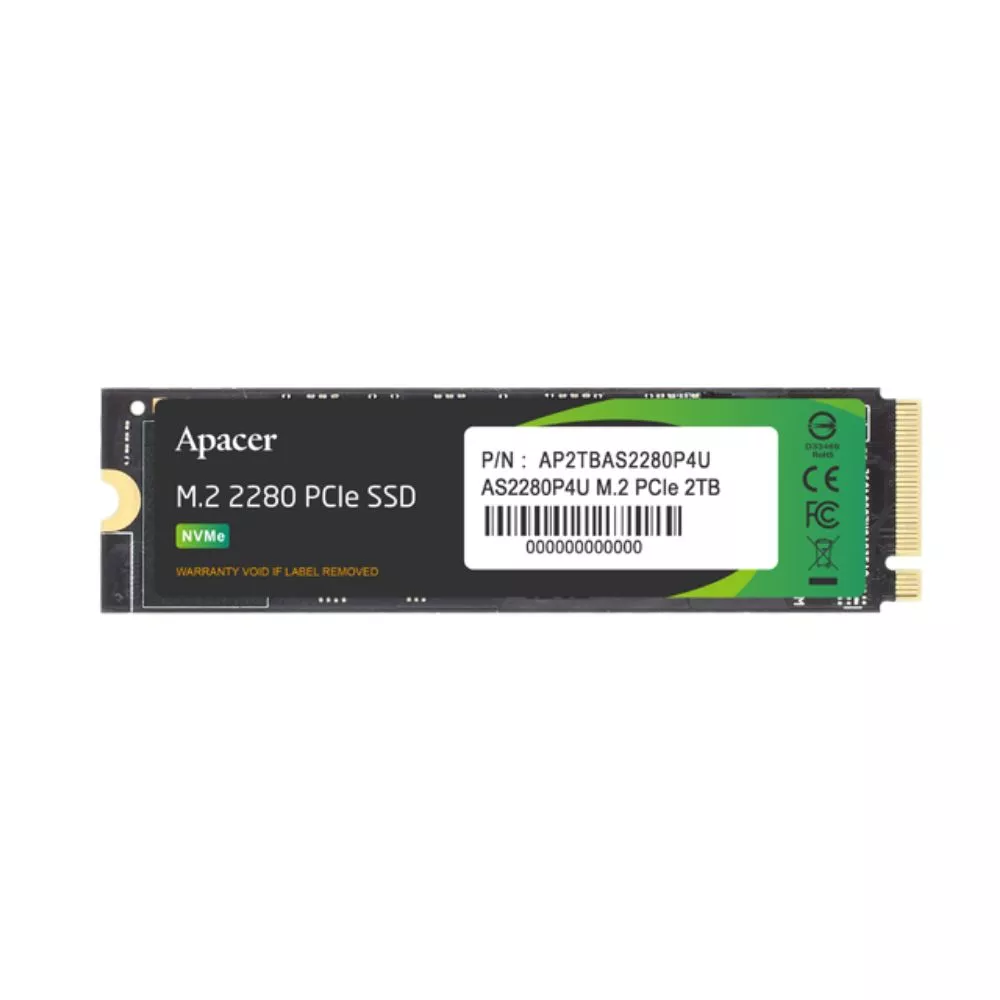 M.2 NVMe SSD 2.0TB Apacer AS2280P4U [PCIe 3.0 x4, R/W:3500/3000MB/s, 700/670K IOPS, 1.3PB, 3D TLC] фото
