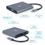 Adapter 6-in-1: USB3 port, 4K HDMI and Full HD VGA video, stereo audio, card reader and USB Type-C PD charge support фото