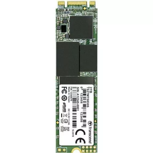 M.2 SATA SSD 2.0TB Transcend "TS2TMTS830S" [80mm, R/W:560/520MB/s, 90K/85K IOPS, SM2258, 3DTLC] фото
