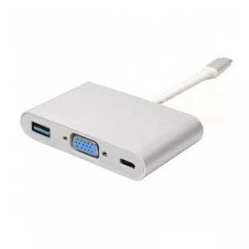 Adapter All-in-One USB3.1 TYPE C to VGA + USB3.0 + TYPE C, APC-631011