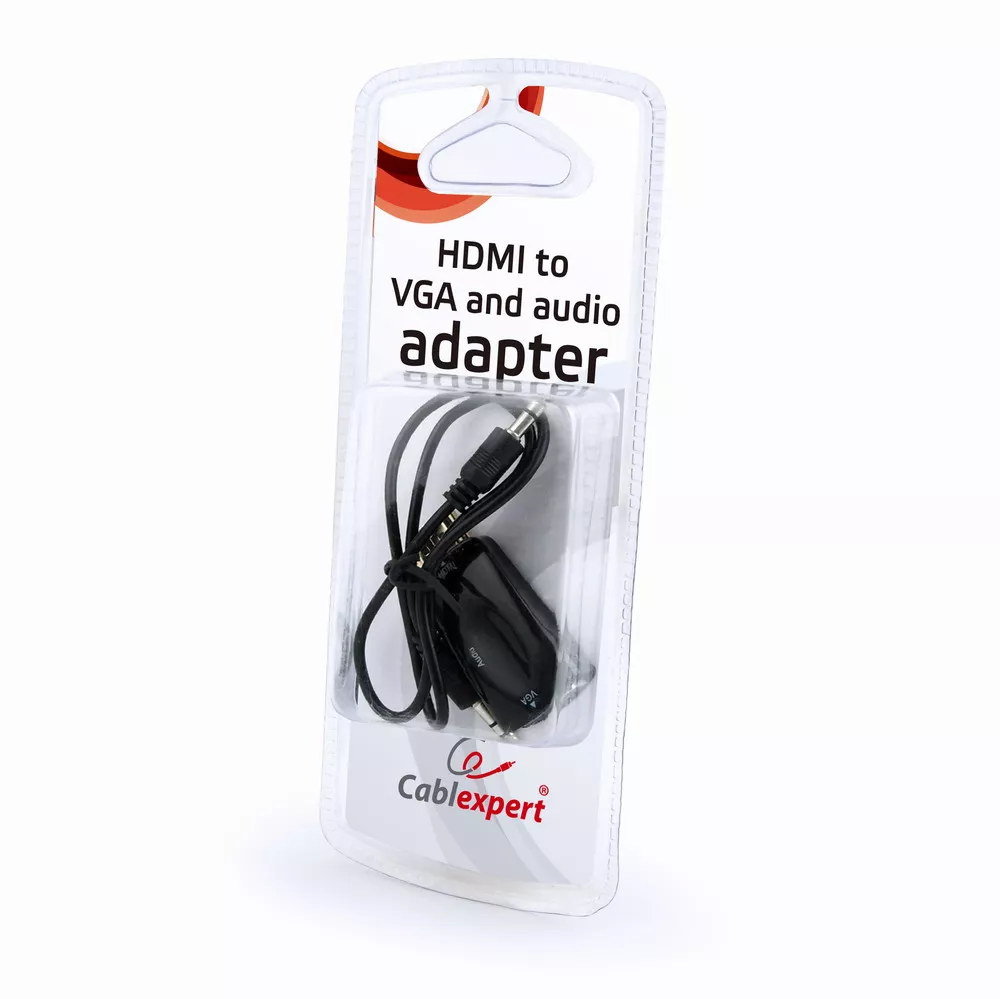 Adapter DP M to VGA F, Cablexpert "AB-DPM-VGAF-02", Black, Blister, Display port male to VGA female