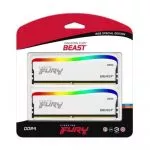 32GB (Kit of 2*16GB) DDR4-3200  Kingston FURY® Beast DDR4 RGB Special Edition, PC25600, 1Rx8, CL16, 1.35V, Auto-overclocking, Asymmetric WHITE heat sp