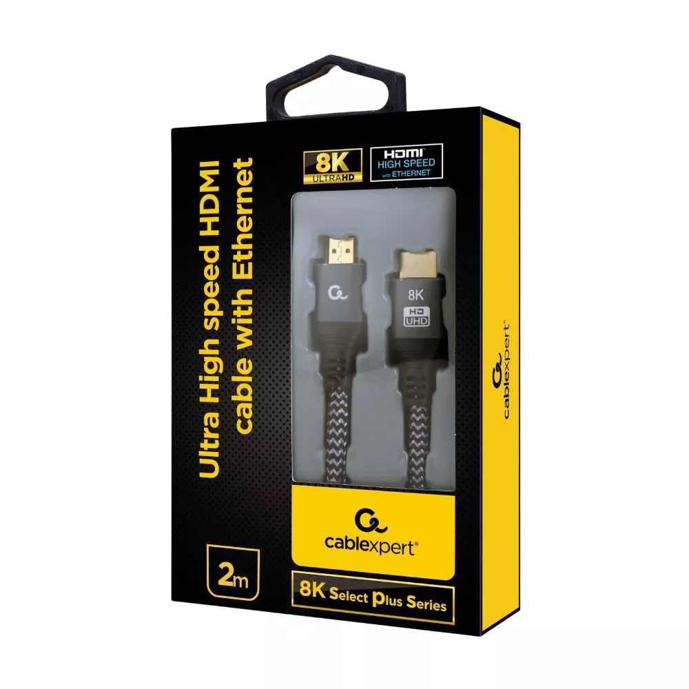 Blister retail 8K UHD, HDMI to HDMI with Ethernet Cablexpert "Select Plus Series",  2.0m CCB-HDMI8K-2M