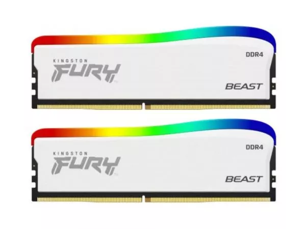 16GB (Kit of 2*8GB) DDR4-3600  Kingston FURY® Beast DDR4 White RGB Special Edition, PC28800, 1Rx8, CL17, 1.35V, Auto-overclocking, Asymmetric WHITE he