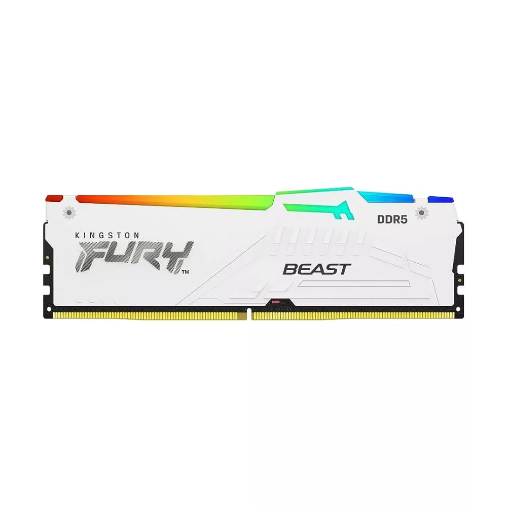 16GB DDR5-5600  Kingston FURY® Beast DDR5 White RGB EXPO , PC44800, CL36, 1.25V, 1Rx8, Auto-overclocking, Asymmetric WHITE Large heat spreader, Dynami