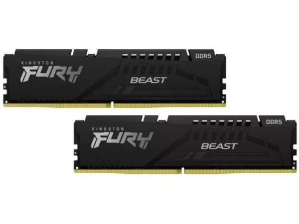 16GB (Kit of 2*8GB) DDR5-5200  Kingston FURY® Beast DDR5 EXPO, PC41600, CL36, 1Rx8, 1.25V, Auto-overclocking, Asymmetric BLACK low-profile heat spread