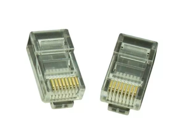 RJ45 Modular Plug LC-8P8C-001/50, Modular plug 8P8C for solid LAN cable, 30u" gold plated, 50 pcs/ba