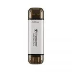 512TB  Transcend Portable SSD ESD310S Silver, USB-A/C 3.2 (71.3x20x7.8 mm, 11g, R/W:1050/950 MB/s)
