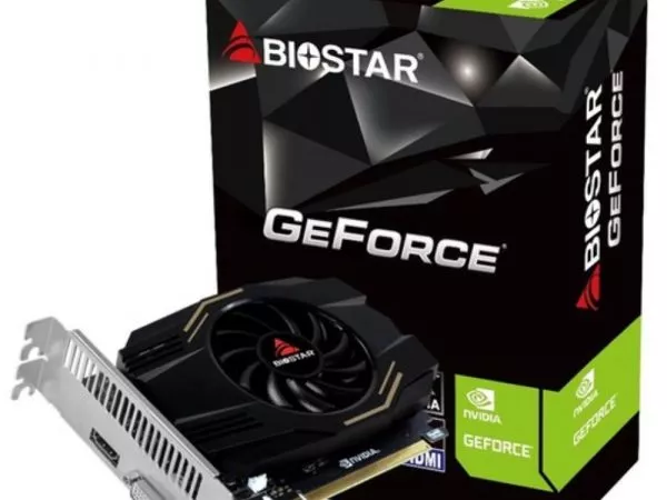 BIOSTAR GeForce GT1030 4GB GDDR4, 64bit, 1380/2000Mhz, CUDA: 384 processing, PCI-E 4.0 x16, 1xDVI, 1xHDMI, Single fan, Retail (VN1034TB46) фото