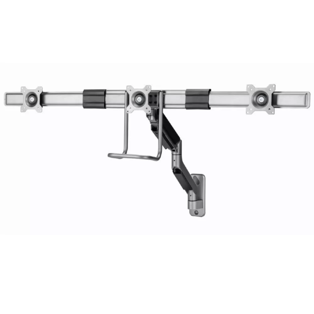 Monitor wall mount arm for 3 monitors up to 17-27" Gembird MA-WA3-01, Adjustable wall 3 display mounting arm (rotate, tilt, swivel), VESA 75/100, up фото