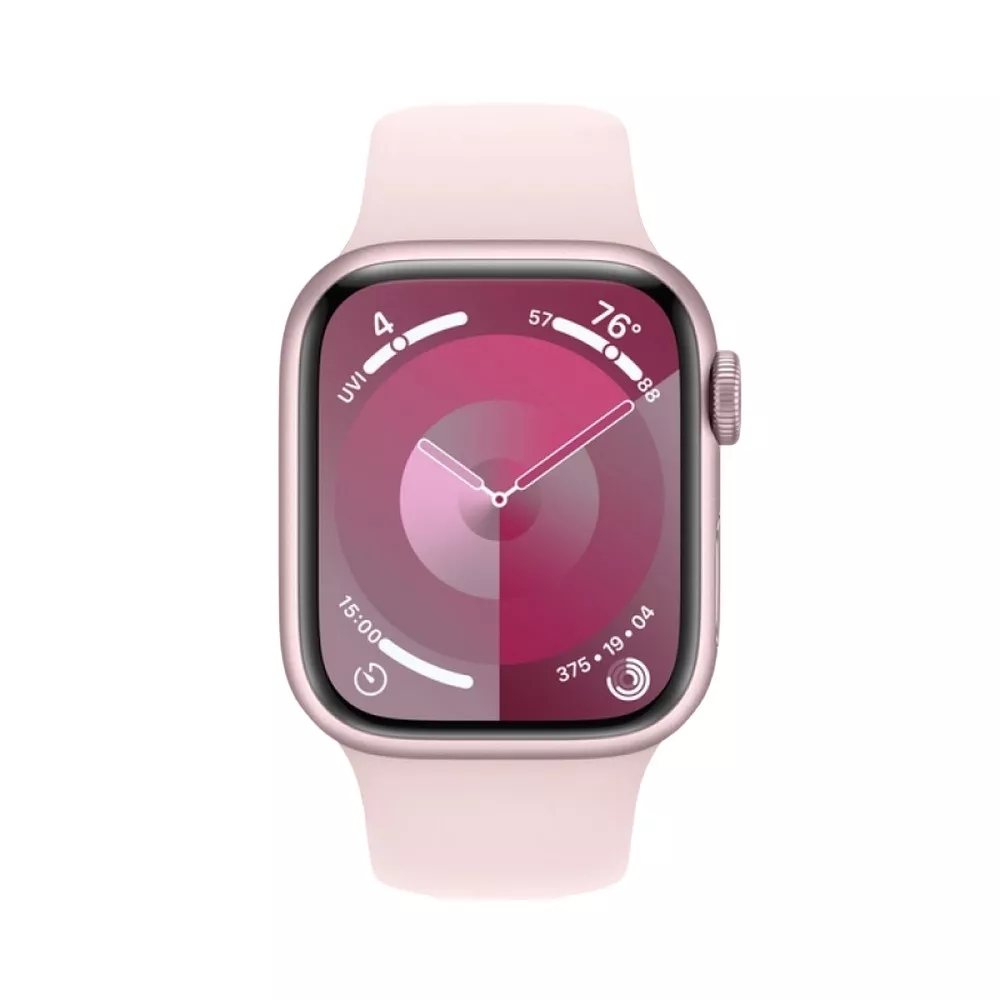 Apple Watch Series 9 GPS, 41mm Pink Aluminium Case with Light Pink Sport Band - S/M, MR933 фото