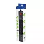 Surge  Protector Gembird with USB charger, 5 sockets, 1.5 m, USB 2A, black