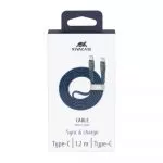 Type-C to Type-C Cable Rivacase PS6105 BL12, nylon braided, 1.2M, Blue фото