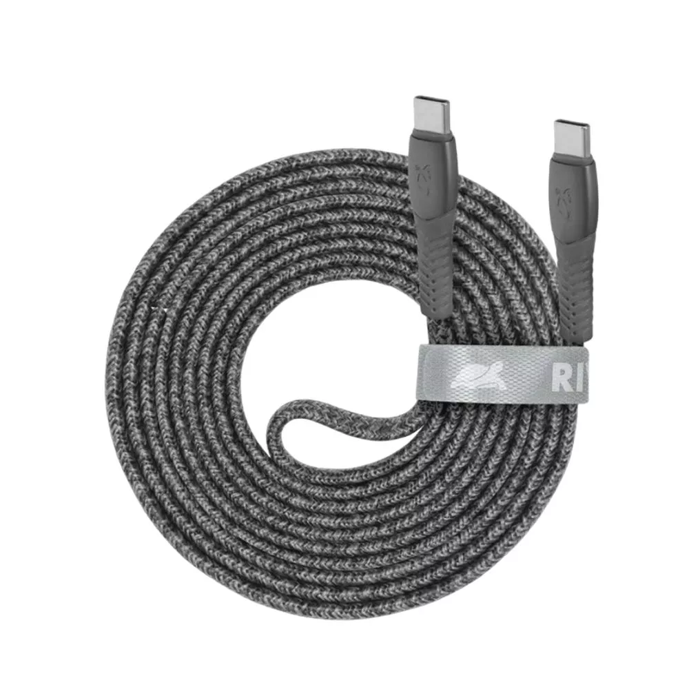 Type-C to Type-C Cable Rivacase PS6105 GR21, nylon braided, 2.1M, Gray фото