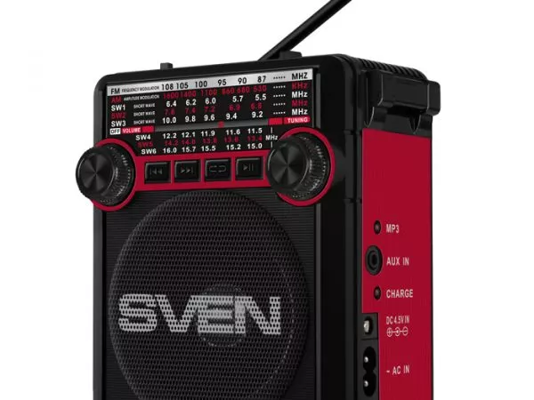 Speakers SVEN Tuner "SRP-355" Black/Red, 3w, FM, USB, SD/microSD, flashlight фото