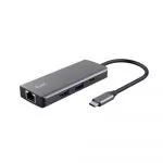 Trust Dalyx 6-in-1 USB-C Multiport Adapter, USB v.3.1 gen 1, HDMI V 2.0 (3840*2160@60Hz , 1080P@120HZ) Giga Lan (1Gbps), Ethernet port, 2 x USB-C, 2 x фото